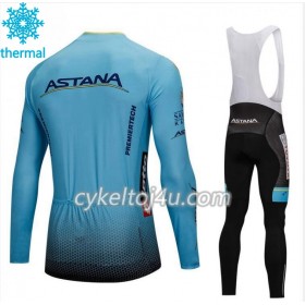 Cykeltrøje Langærmet + Bib Cykelbukser 2018 Astana Pro Team N001 Vinter Thermal Fleece